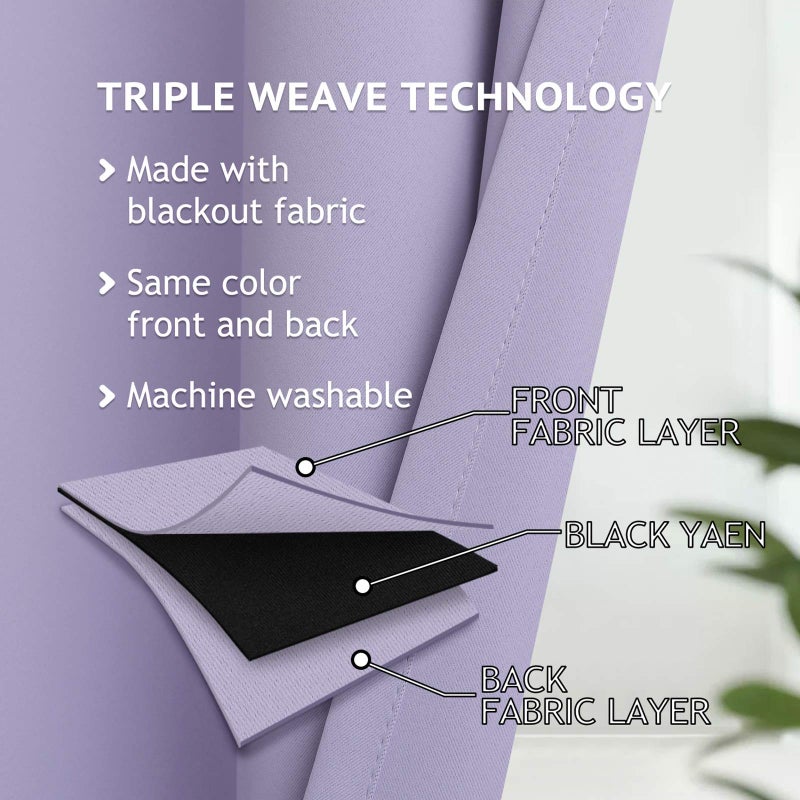 COSVIYA Grommet Room Darkening Curtains 84 inch Length 2 Panels Thick Polyester Light Blocking Insulated Thermal Window Lilac Curtain Drapes for Bedroom/Living Room 52x84 inches - Image 4